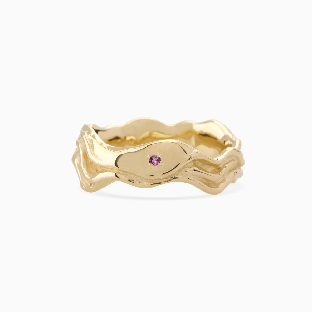 Sculpt Stone Band Ring | Yellow Gold
