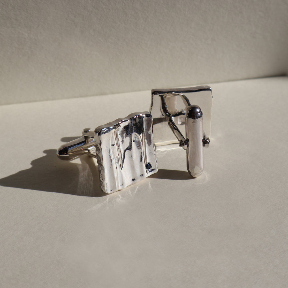 Veil Stone Cufflinks | Silver