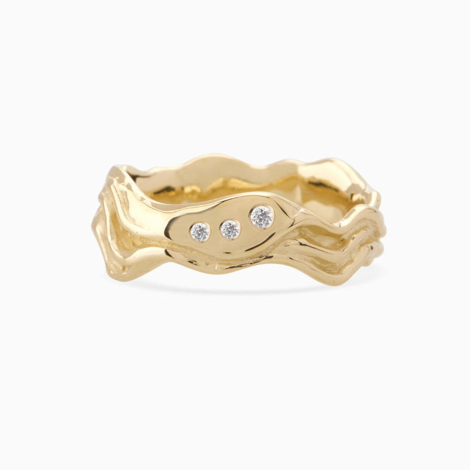 Sculpt Stone Band Ring | Yellow Gold
