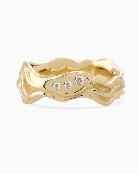 Sculpt Stone Band Ring | Yellow Gold