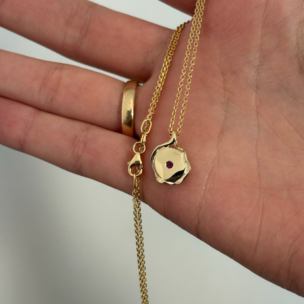 X-Mini Custom Wave Pendant (Stone & Engraving) | Yellow Gold