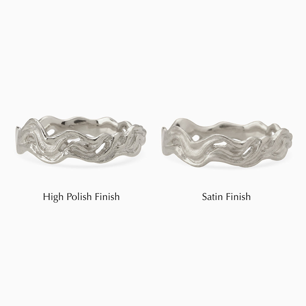 Narrow Sculpt Band Ring | White Gold