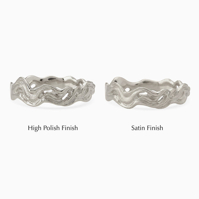 Narrow Sculpt Band Ring | White Gold