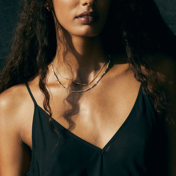 Classic Hammered Necklace | Mixed Metal