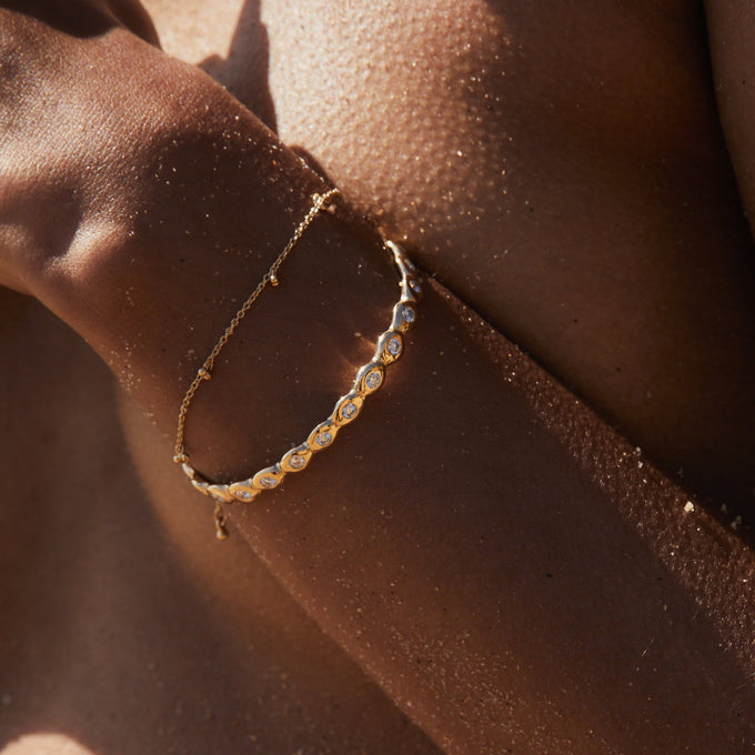 Pebble Stone Cuff  | Solid Yellow Gold