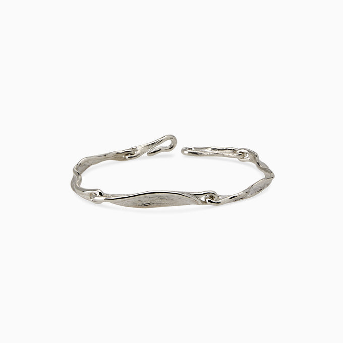 Custom Sculpt Tag Bracelet (Stones & Engraving) | White Gold