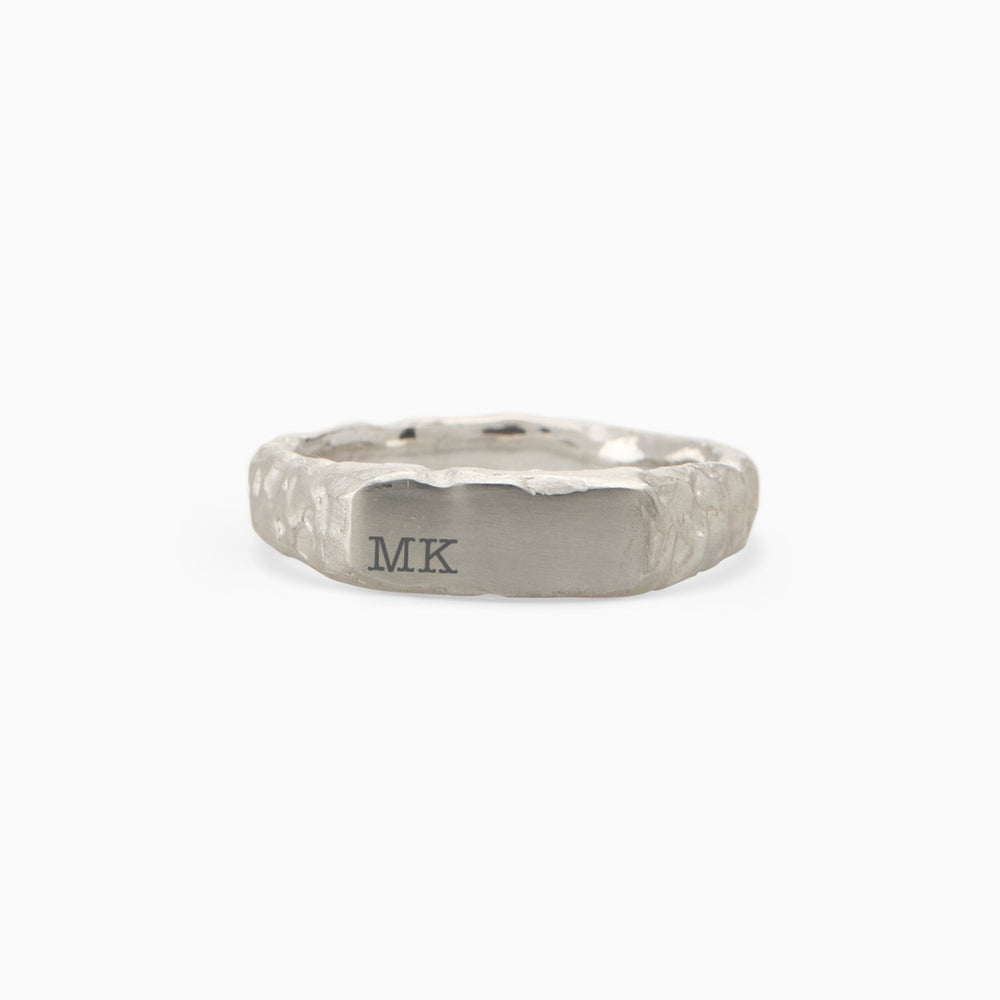 Engraved Mason Ring | White Gold