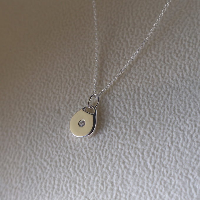 Round Stone Pendant | Silver
