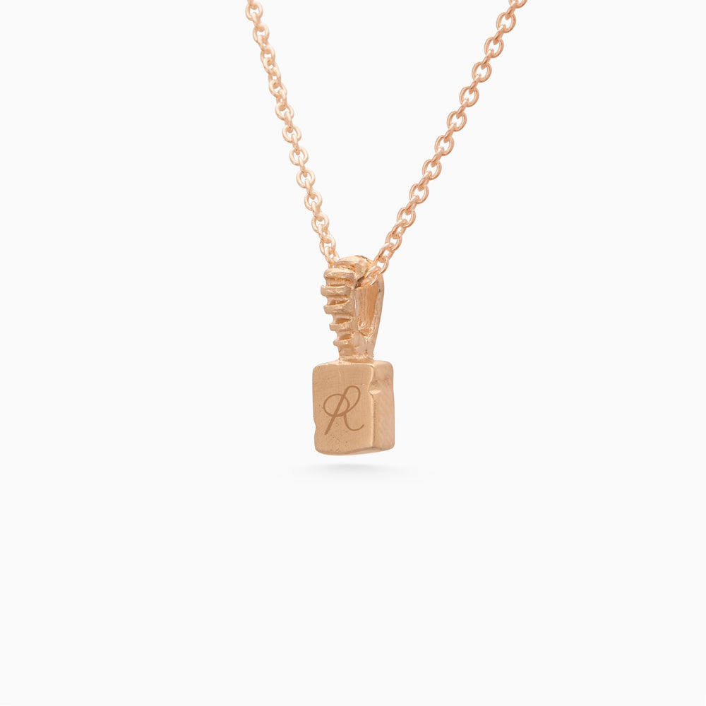 Custom X-Mini Slate Pendant (Stones & Engraving) | Rose Gold