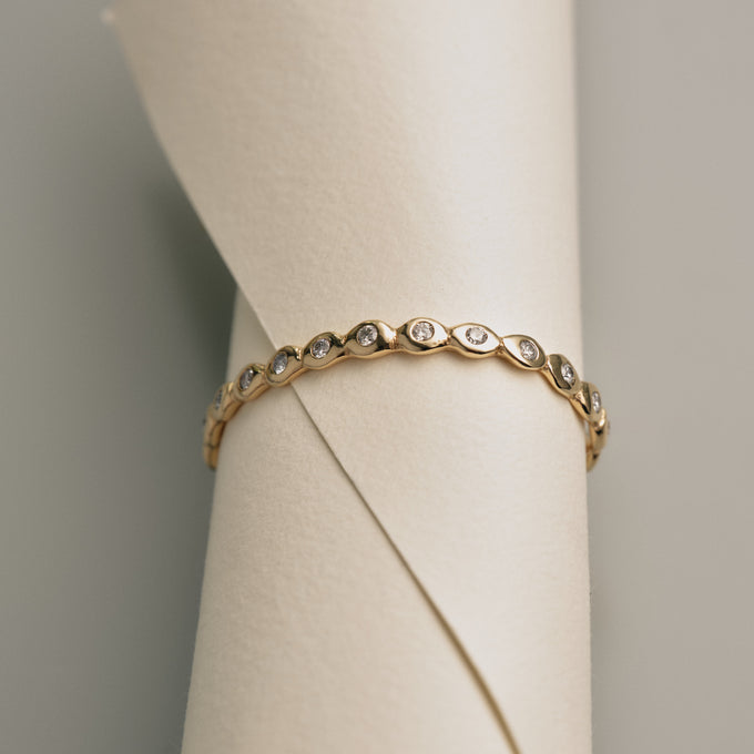 Pebble Stone Cuff  | Solid Yellow Gold