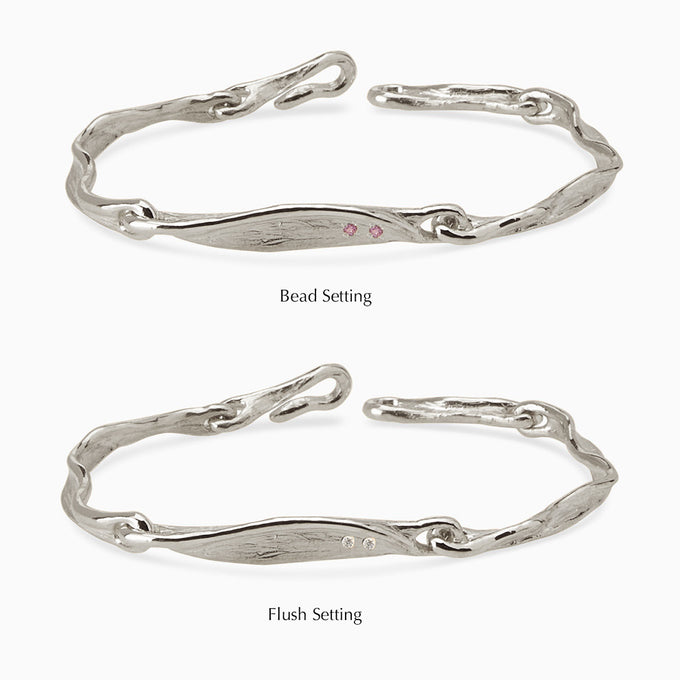 Custom Sculpt Tag Bracelet (Stones & Engraving) | White Gold