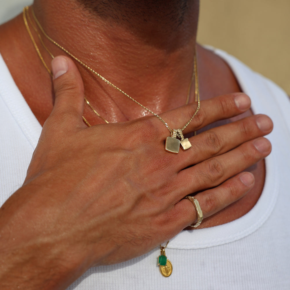 Mini Custom Slate Pendant (Stones & Engraving) | Yellow Gold