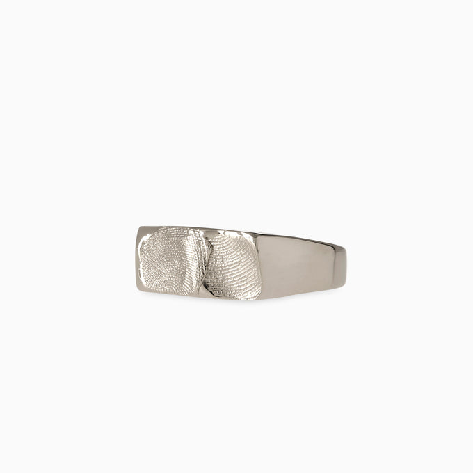 Impression™ Rectangle Signet Ring | White Gold