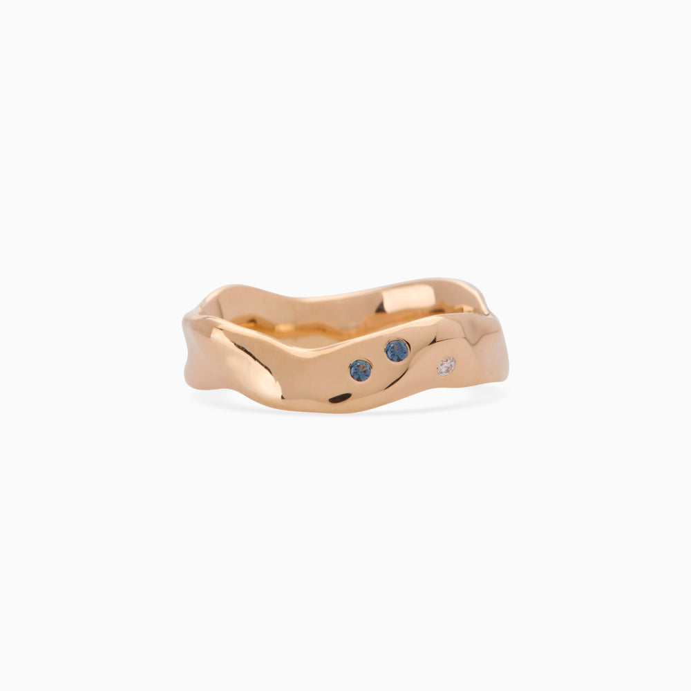 Custom Wave Ring (Stone & Engraving) | Rose Gold
