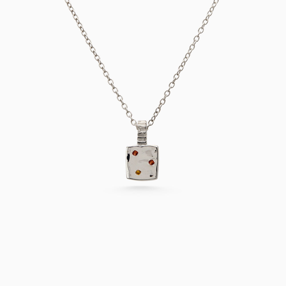 Mini Custom Slate Pendant (Stones & Engraving) | White Gold