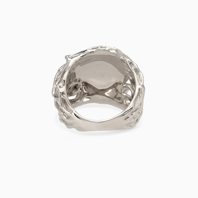 Engraved Ivy Signet Ring | White Gold