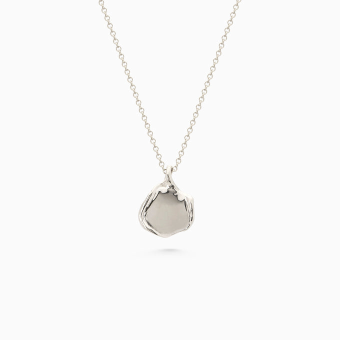 Mini Custom Wave Pendant (Stone & Engraving) | Silver