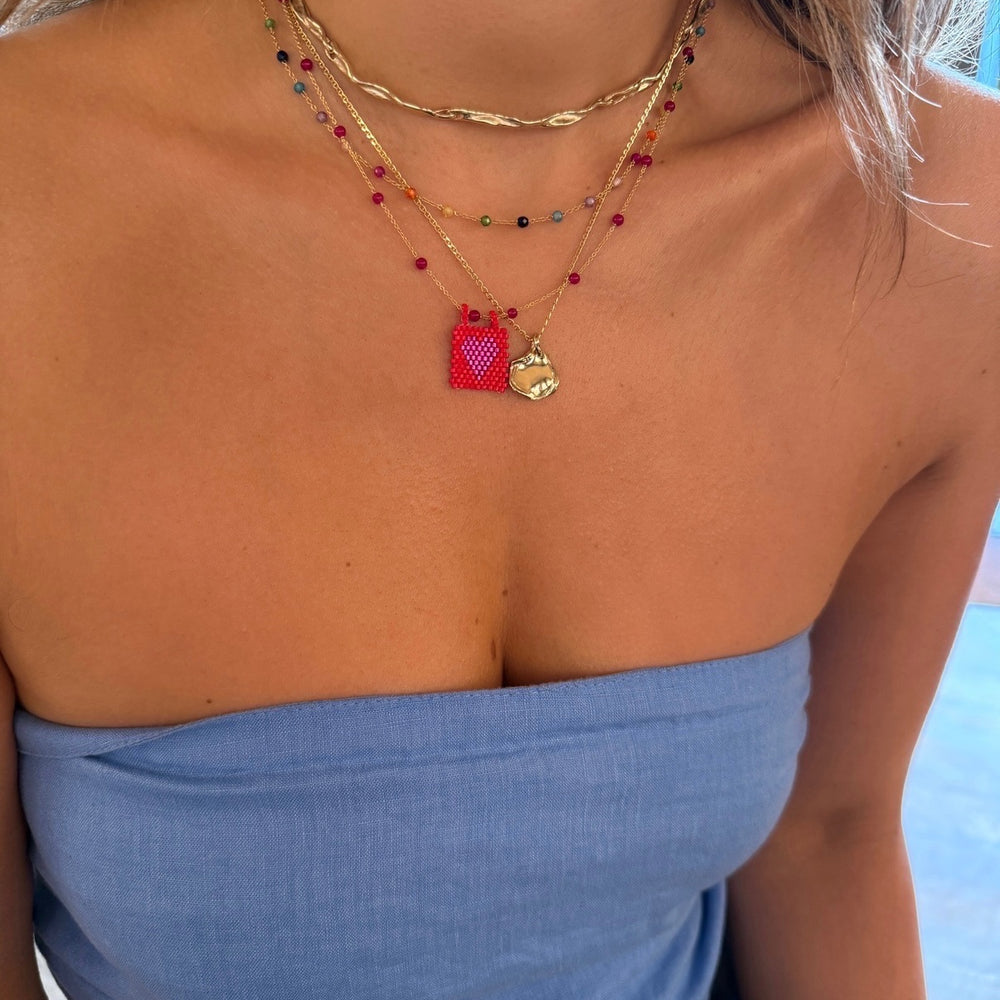 Mini Custom Wave Pendant (Stone & Engraving) | Yellow Gold