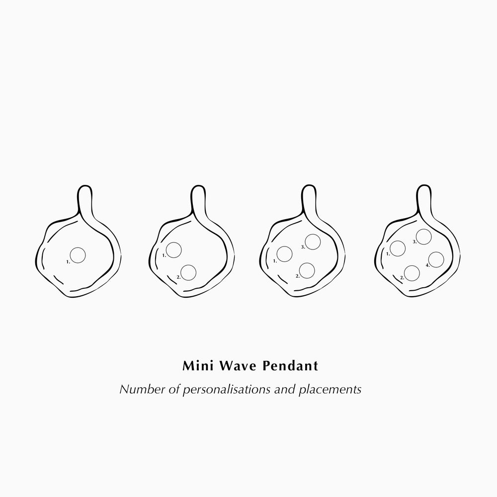 Mini Custom Wave Pendant (Stone & Engraving) | Silver