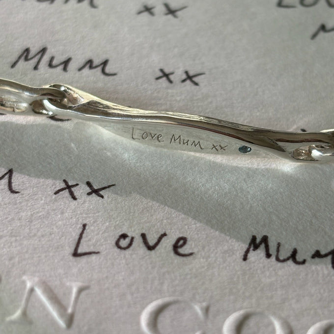 Custom Sculpt Tag Bracelet (Stones & Engraving) | Silver