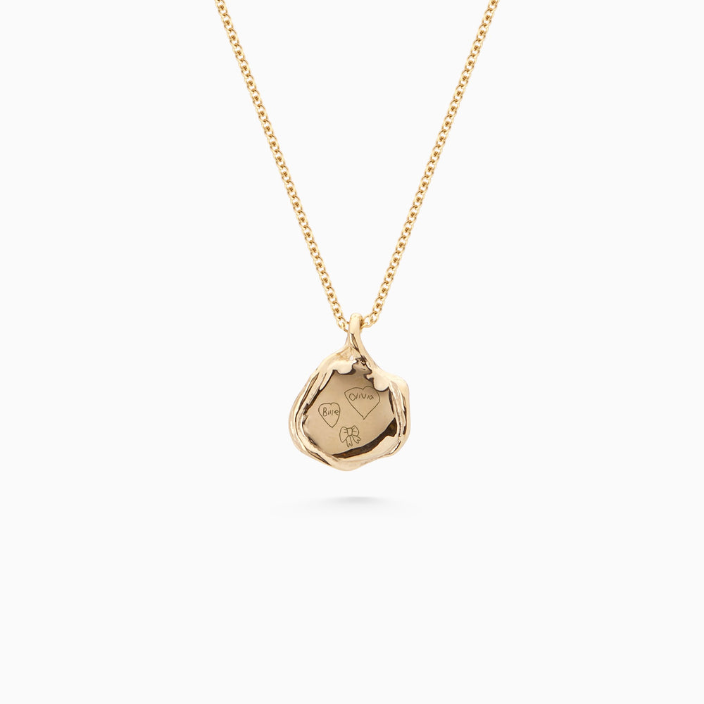 Custom Engraved Wave Pendant | Yellow Gold