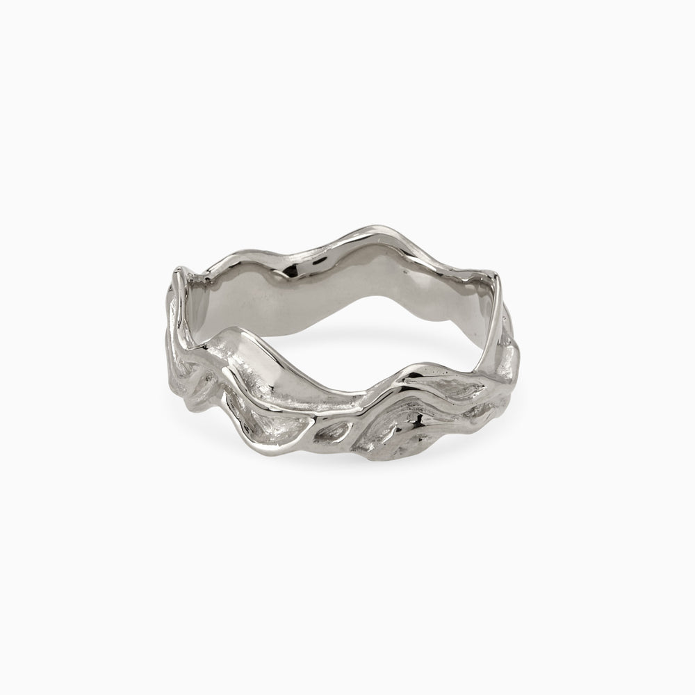 Sculpt Stone Band Ring | White Gold