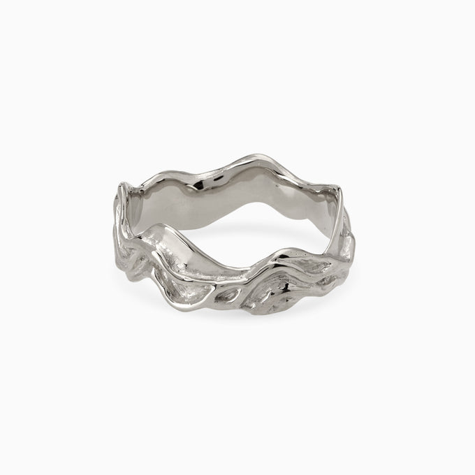 Sculpt Stone Band Ring | White Gold