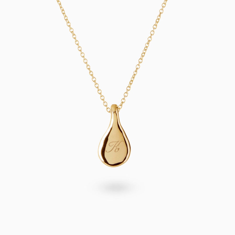 Custom Forma Pendant (Stones & Engraving) | Yellow Gold