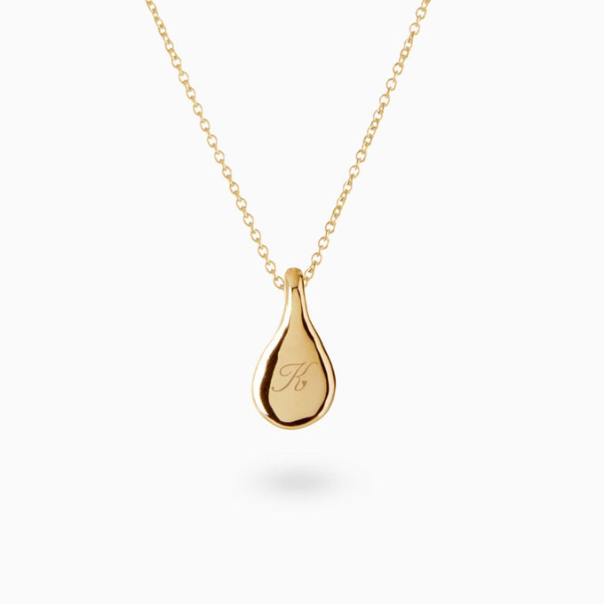 Custom Forma Pendant (Stones & Engraving) | Yellow Gold