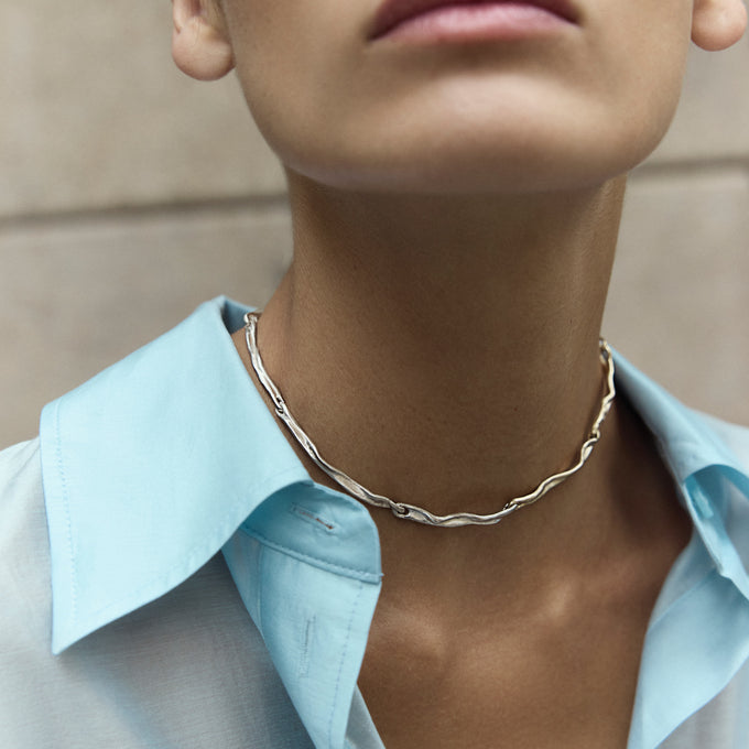 Sculpt Necklace | White Gold