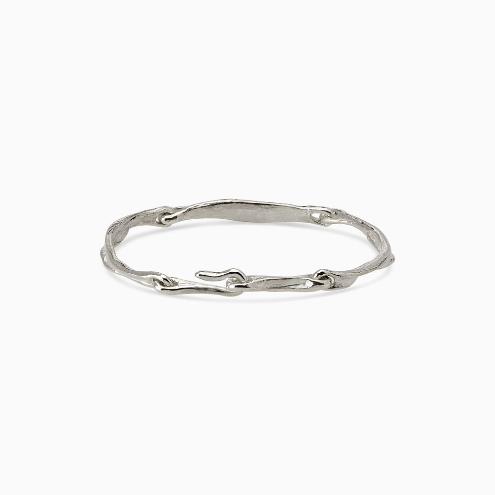 Custom Sculpt Tag Bracelet (Stones & Engraving) | White Gold