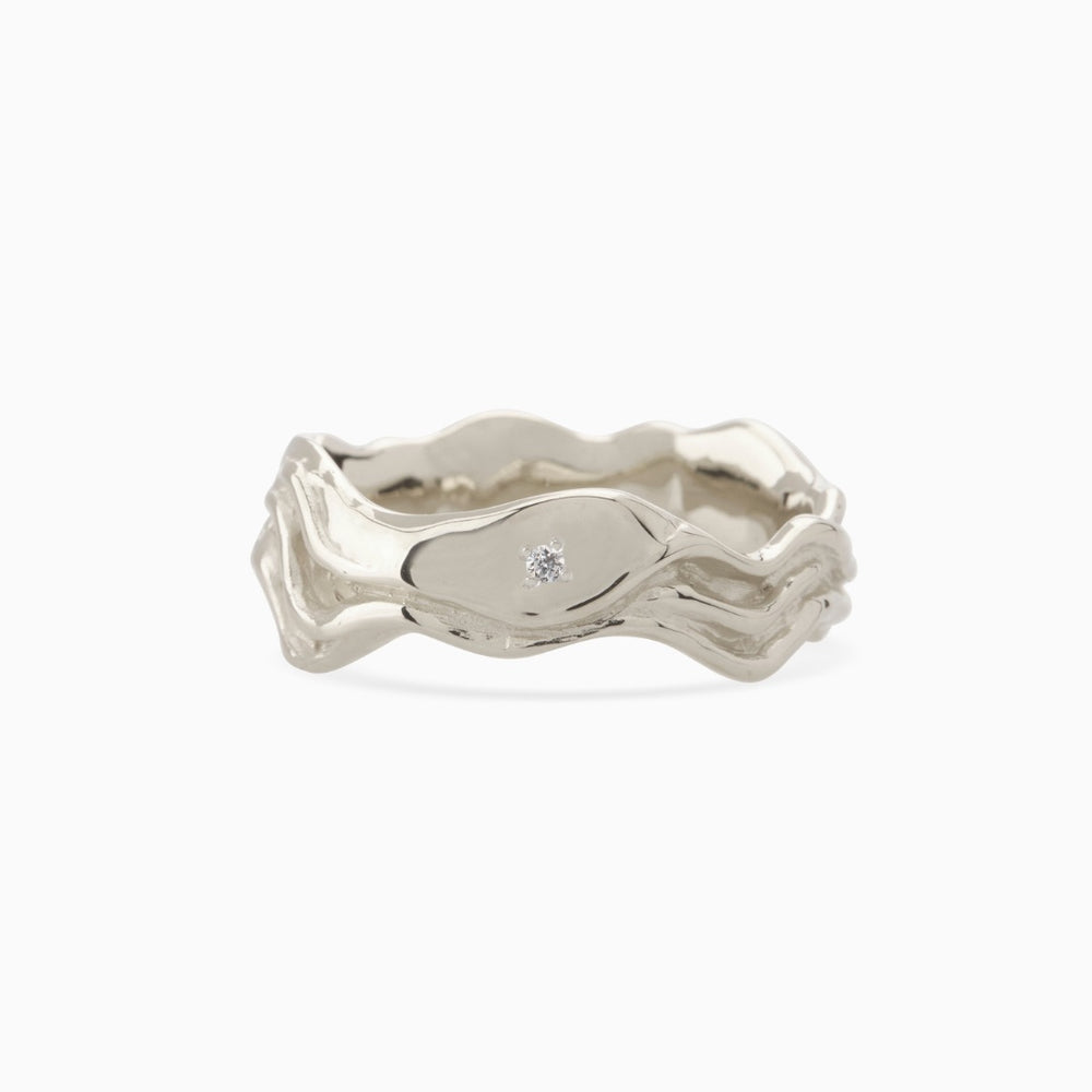 Sculpt Stone Band Ring | Silver
