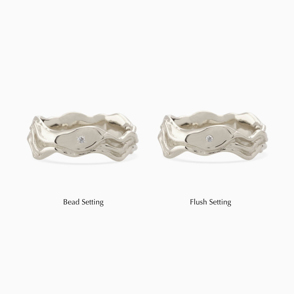 Sculpt Stone Band Ring | White Gold