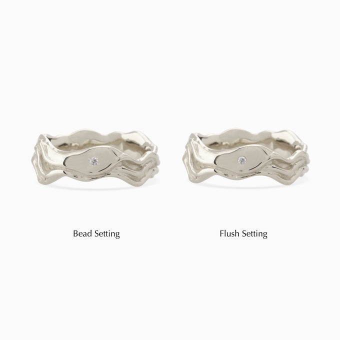 Sculpt Stone Band Ring | White Gold