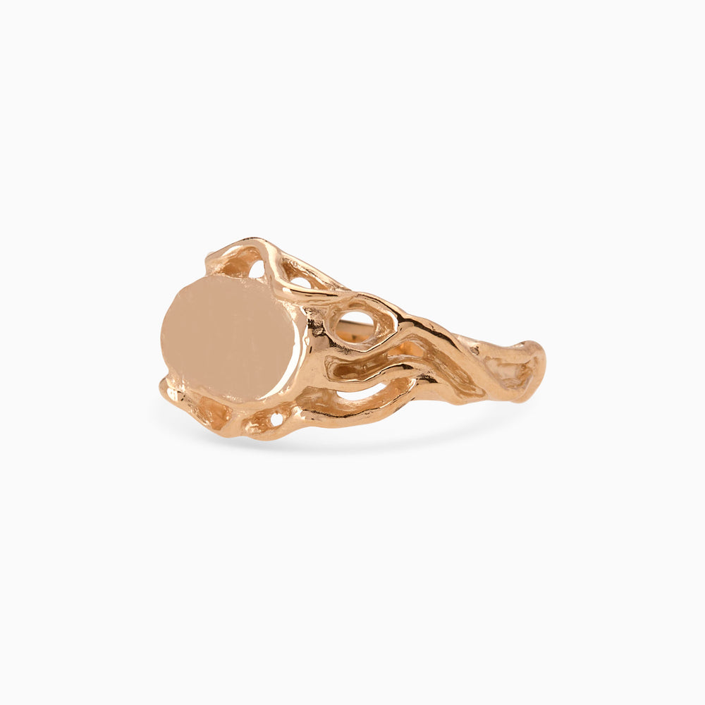Engraved Ivy Oval Signet Ring | Rose Gold