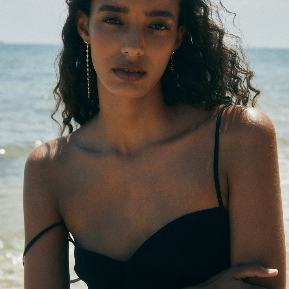 Ripple Long Drop Earring | Yellow Gold