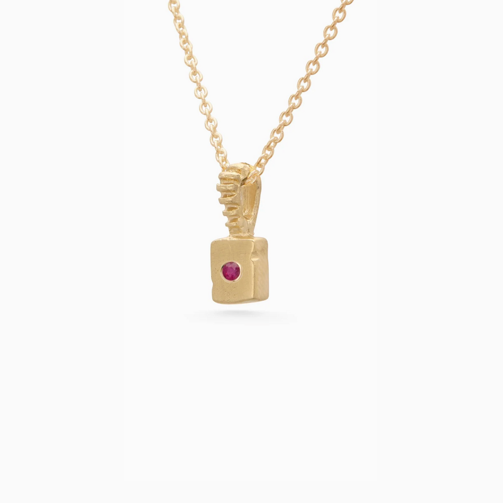 Custom X-Mini Slate Pendant (Stones & Engraving) | Yellow Gold