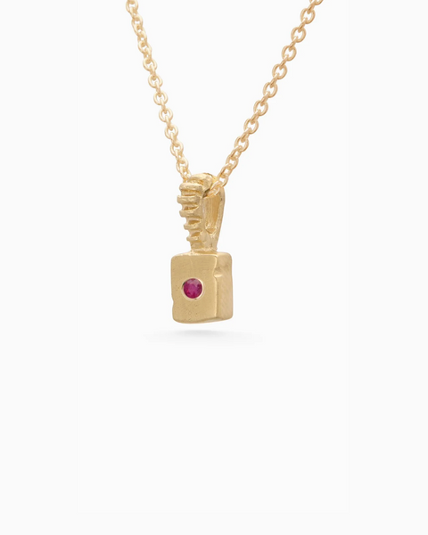 Custom X-Mini Slate Pendant (Stones & Engraving) | Yellow Gold