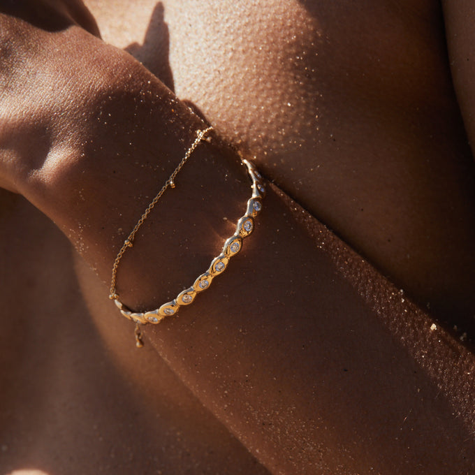 Pebble Diamond Cuff  | Solid Yellow Gold