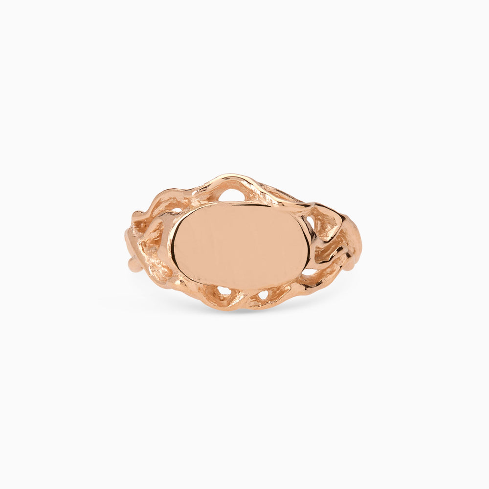 Ivy Oval Signet Ring | Rose Gold