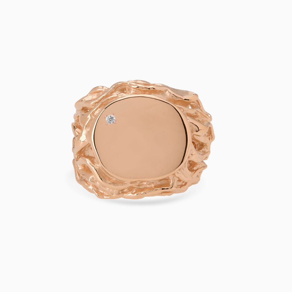 Ivy Stone Signet Ring | Rose Gold