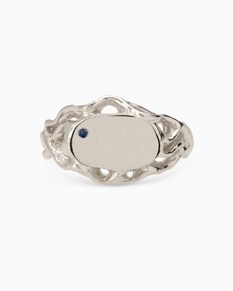Ivy Oval Stone Signet Ring | Silver