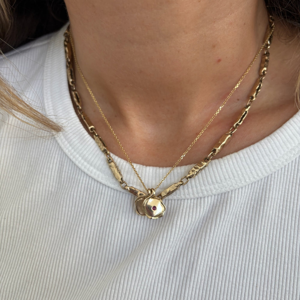 X-Mini Custom Wave Pendant (Stone & Engraving) | Yellow Gold