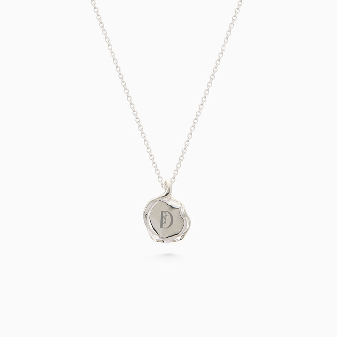 X-Mini Custom Wave Pendant (Stone & Engraving) | Silver