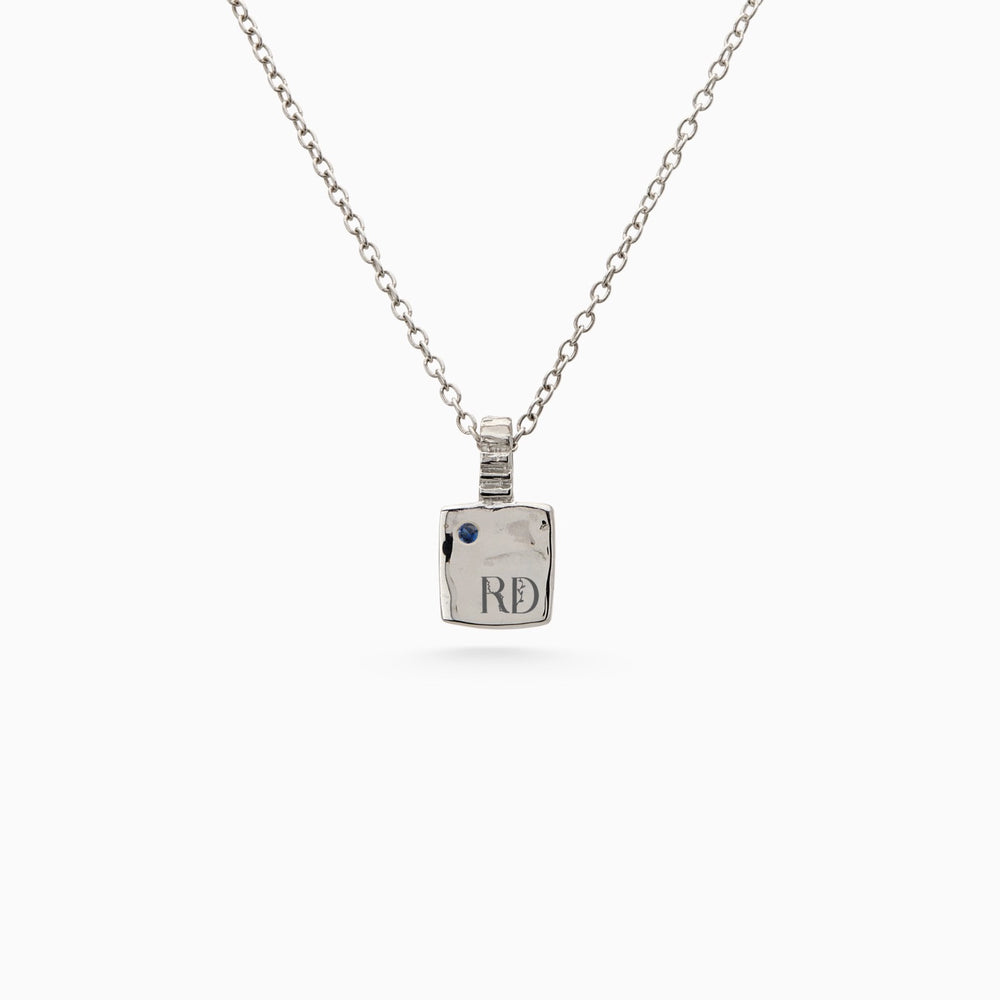 Mini Custom Slate Pendant (Stones & Engraving) | White Gold