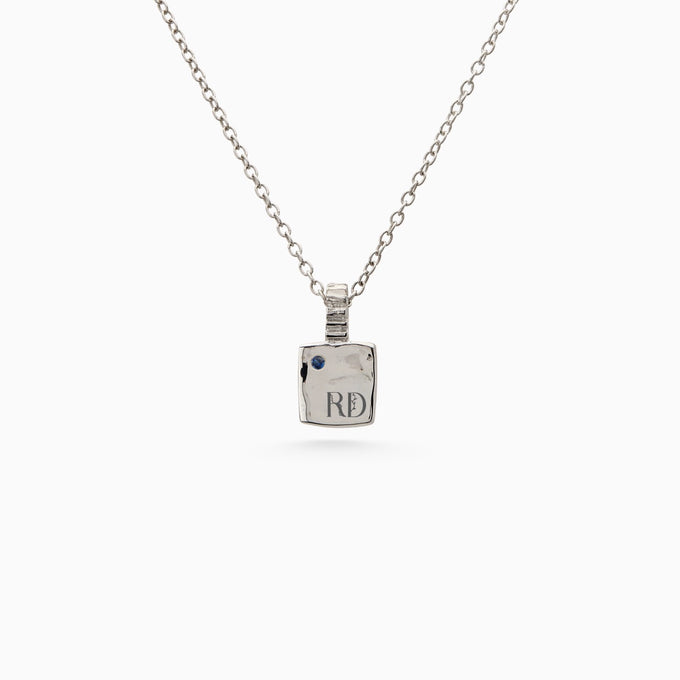 Mini Custom Slate Pendant (Stones & Engraving) | White Gold