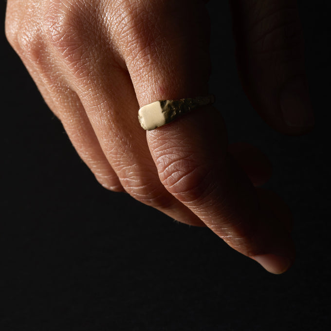 Slate Stone Signet Ring | Yellow Gold