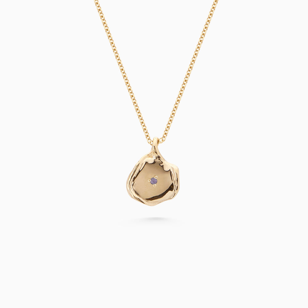 Mini Custom Wave Pendant (Stone & Engraving) | Yellow Gold