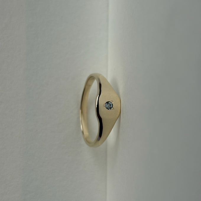Petite Square Stone Signet | Solid Gold