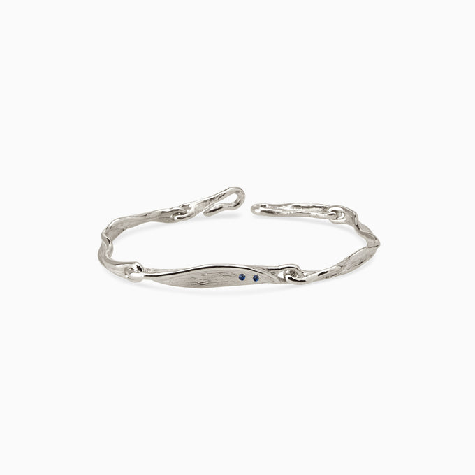 Custom Sculpt Tag Bracelet (Stones & Engraving) | White Gold